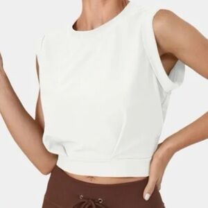 HALARA White Crop Sleeveless Tank Top
